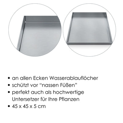 Bodenschutzwanne Edelstahl für Feuertonne und Feuerkorb 45x45 cm