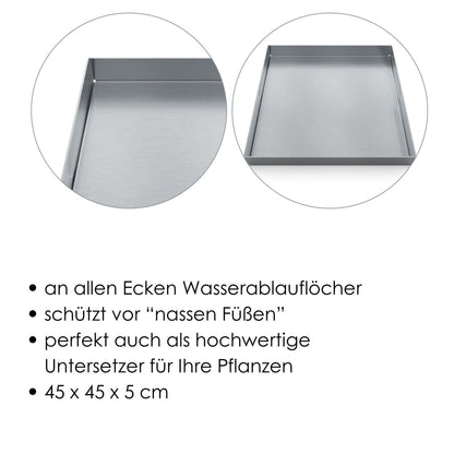 Bodenschutzwanne Edelstahl für Feuertonne und Feuerkorb 45x45 cm