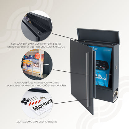 Briefkasten Box 110 Nf73a anthrazit personalisiert
