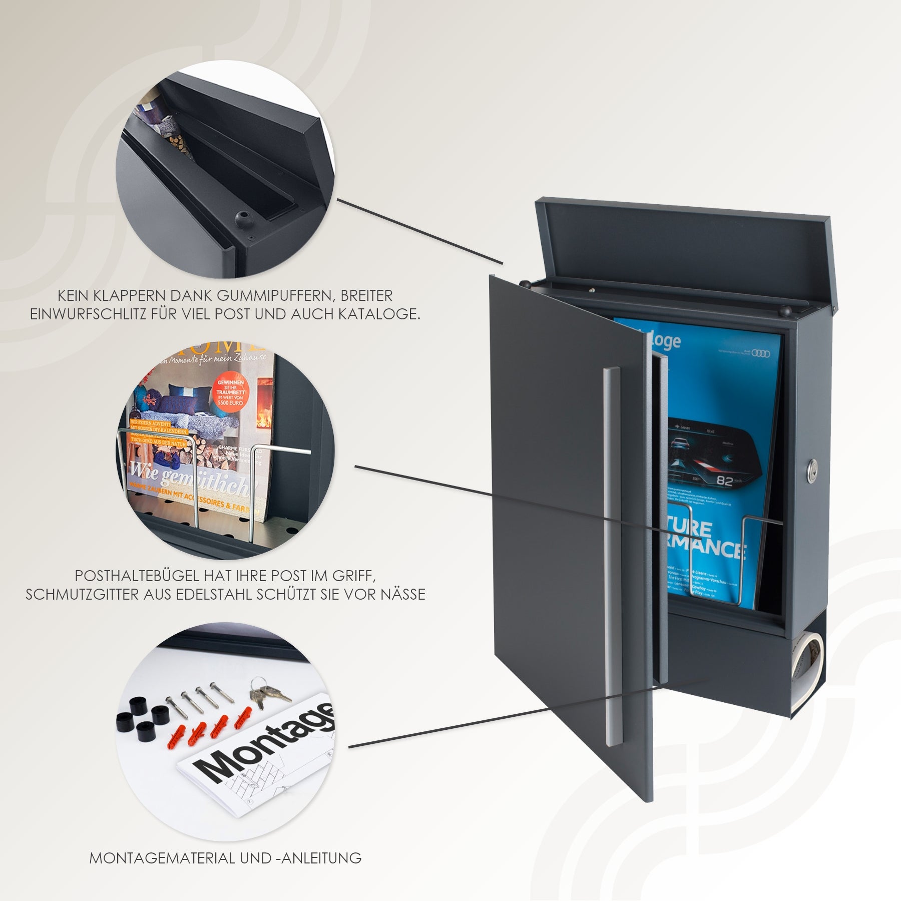 Briefkasten Box 110 grau-aluminium