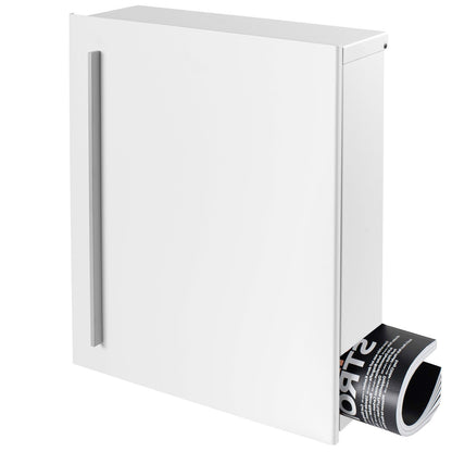 B-Ware Box 110R Design-Briefkasten mit Zeitungsfach weiss (RAL 9003) Wandbriefkasten, Schloss links, groß 12 Liter