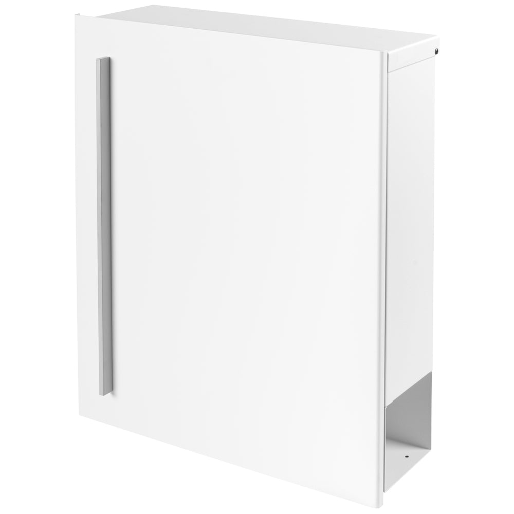 B-Ware Box 110R Design-Briefkasten mit Zeitungsfach weiss (RAL 9003) Wandbriefkasten, Schloss links, groß 12 Liter