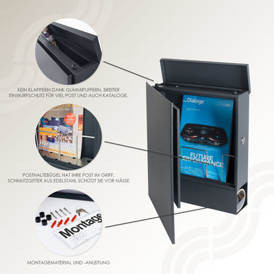Briefkasten Box 111 Stick316 anthrazit personalisiert
