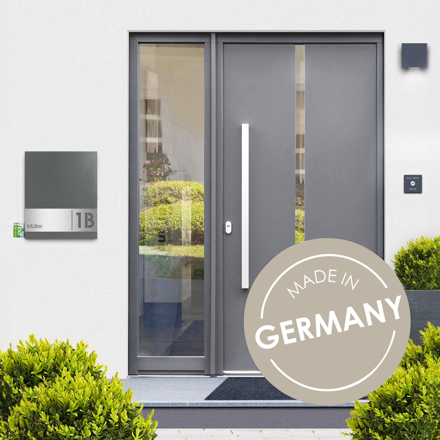 Briefkasten Box 111 Stick330 basalt-grau personalisiert