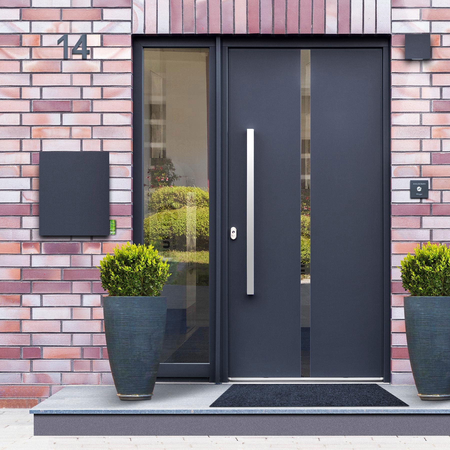 B-Ware Box 111 Design-Briefkasten mit Zeitungsfach anthrazit-grau (RAL 7016)