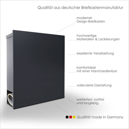 B-Ware Box 111 Design-Briefkasten mit Zeitungsfach anthrazit-grau (RAL 7016)