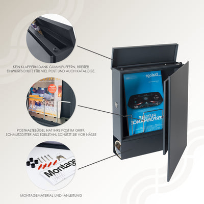 Briefkasten Box 111r Stick330 anthrazit personalisiert
