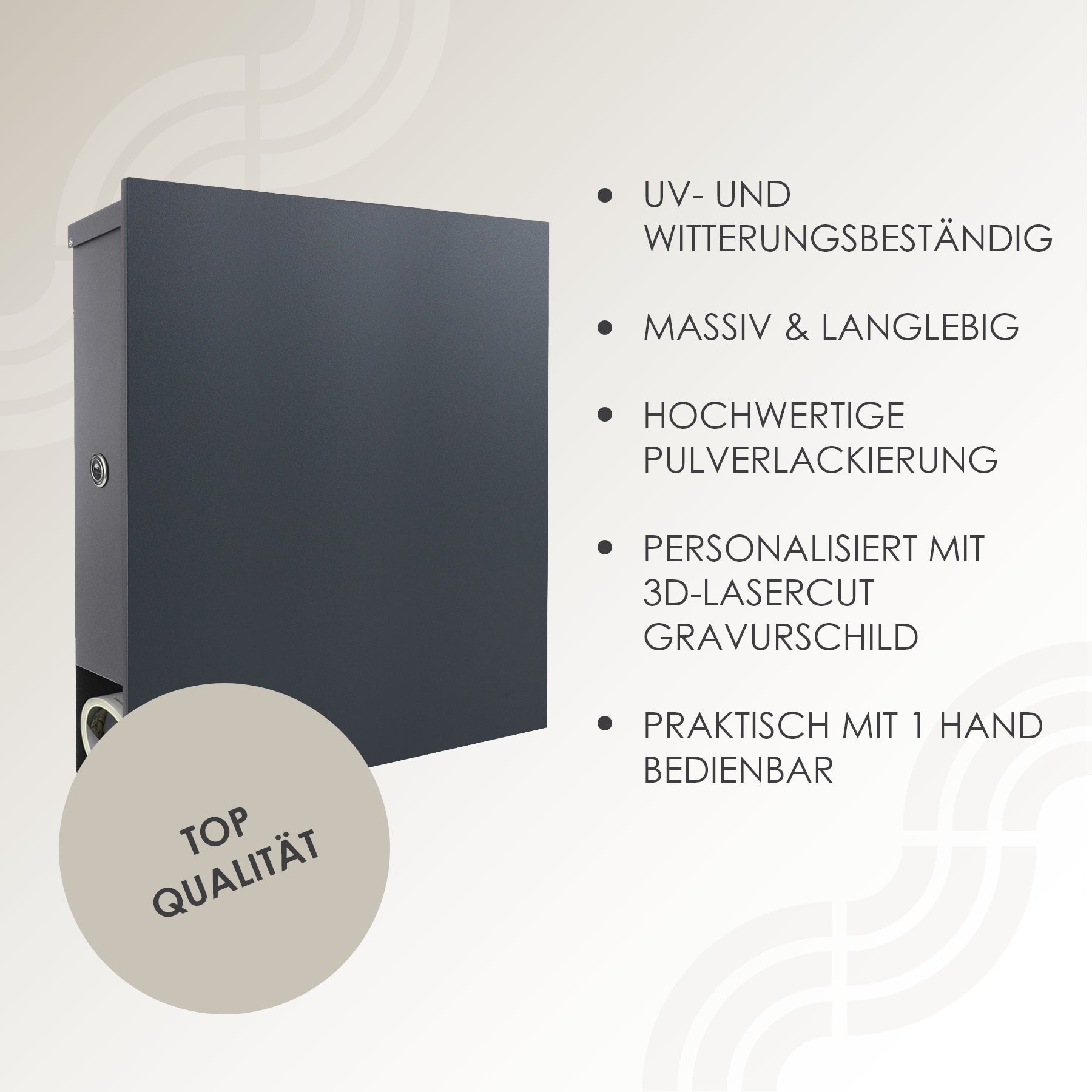 Briefkasten Box 111r Stick330 anthrazit personalisiert