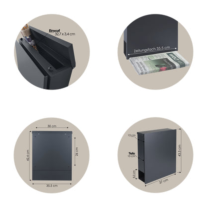 Briefkasten Box 111r grau-aluminium