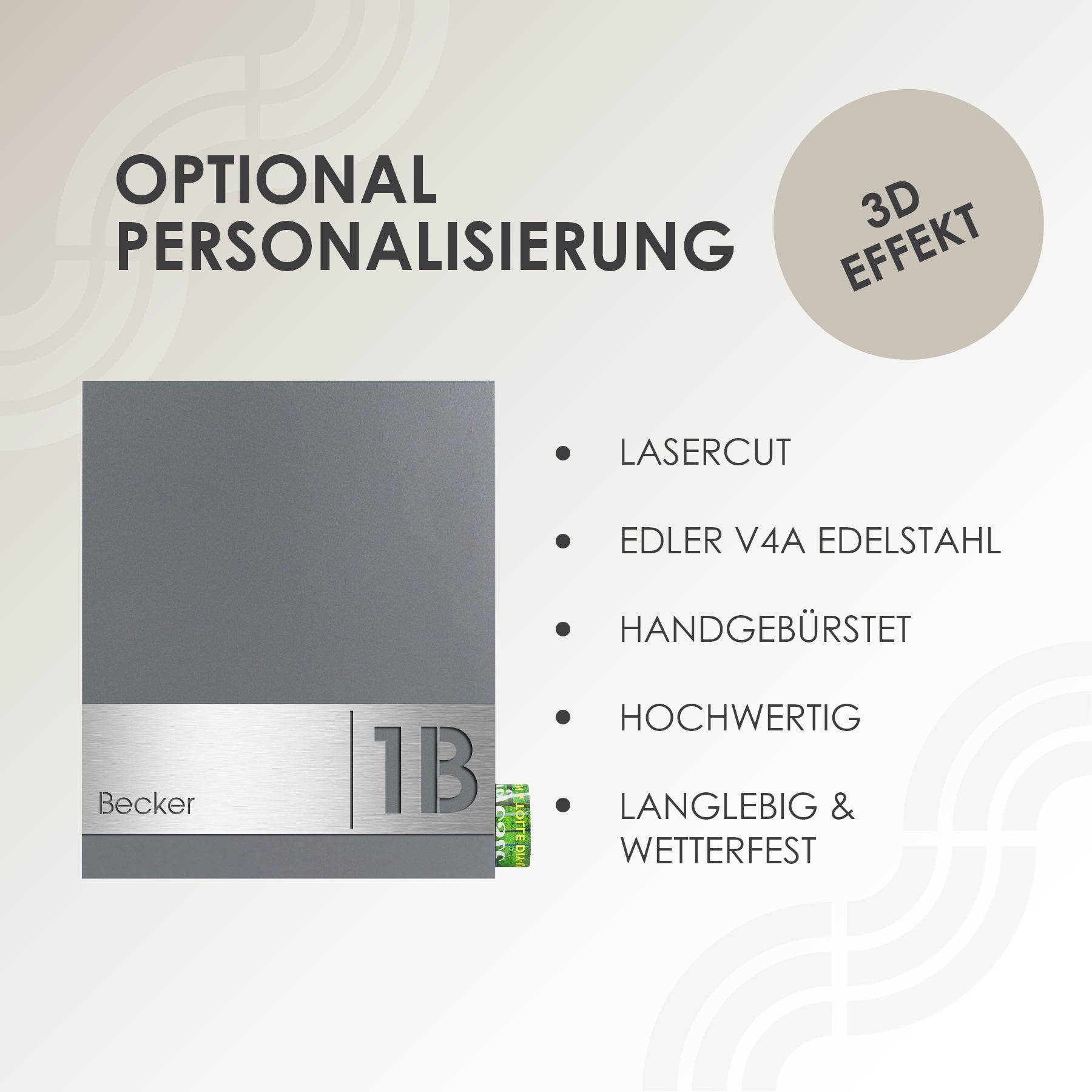 Briefkasten Box 111r grau-aluminium