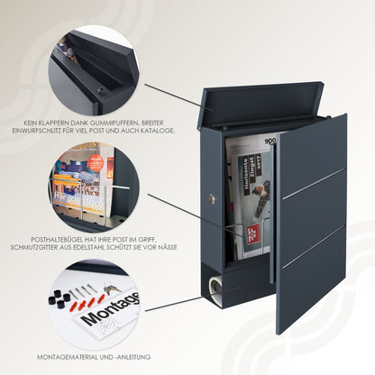 Briefkasten Box 141r Stick335 anthrazit personalisiert