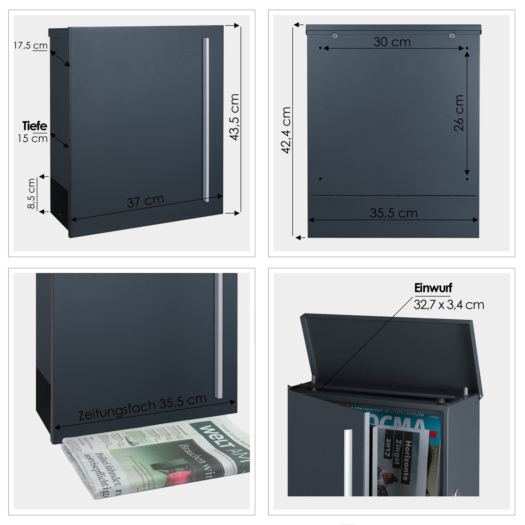 Box 210 Design-Briefkasten XXL anthrazit