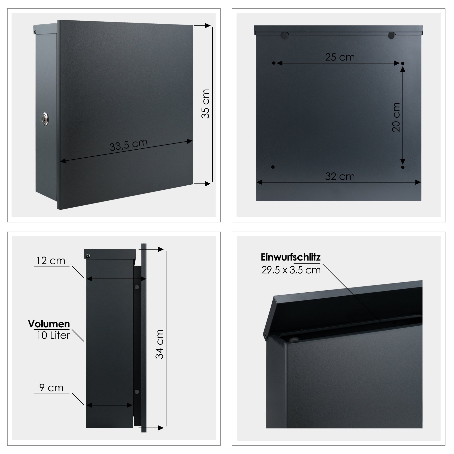 Premium Box 600R Briefkasten anthrazit (RAL 7016) mit Zeitungsfach