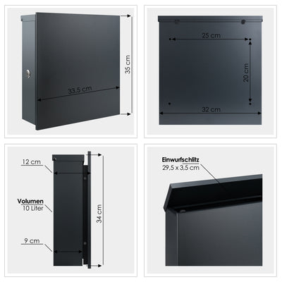 Premium Box 600R Briefkasten anthrazit (RAL 7016) mit Zeitungsfach