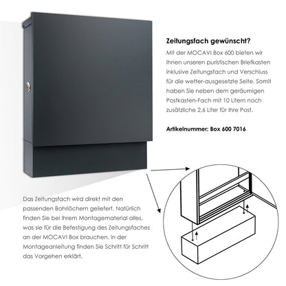 Premium Box 600R Briefkasten anthrazit (RAL 7016) mit Zeitungsfach