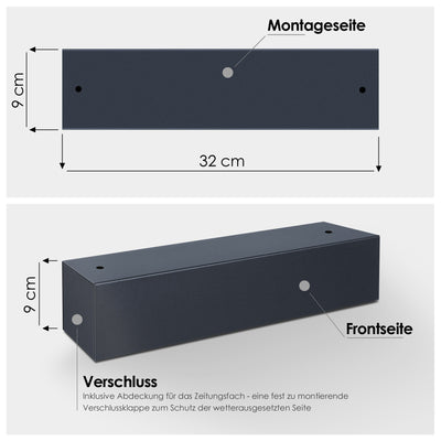 Premium Box 600R Briefkasten anthrazit (RAL 7016) mit Zeitungsfach