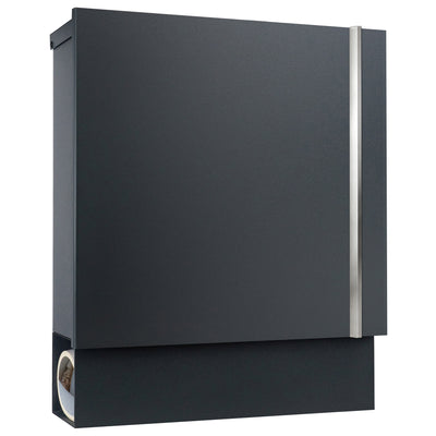 Premium Box 610 Briefkasten anthrazit (RAL 7016) mit Zeitungsfach und Edelstahl-Griff