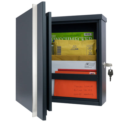 Premium Box 680 Design-Briefkasten anthrazit (RAL 7016) mit Edelstahl-Griff