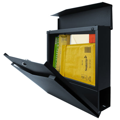 MOCAVI Box 710 Postkasten mit integriertem Zeitungsfach anthrazit matt, geräumiges Postfach