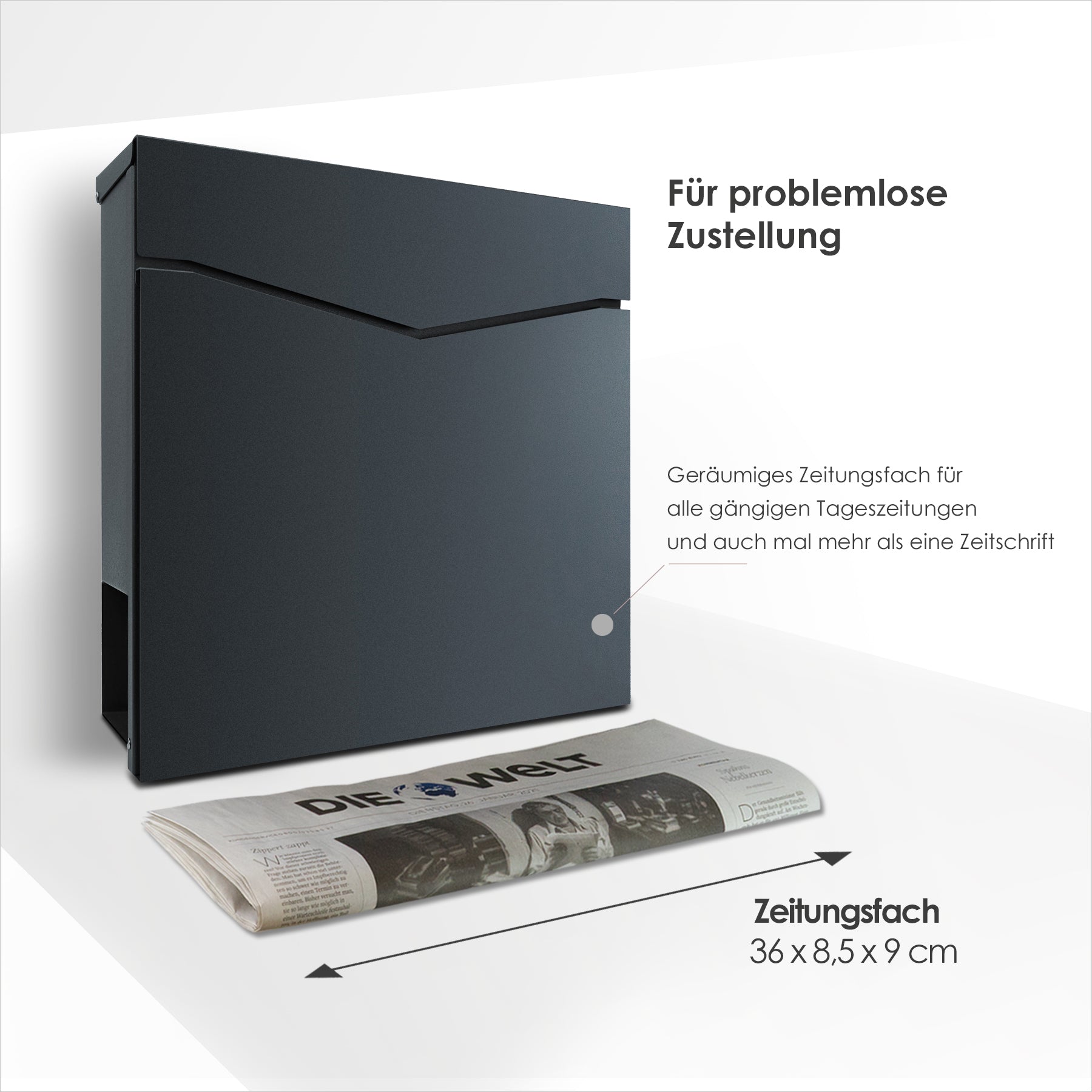 B-Ware Box 710 Briefkasten mit Zeitungsfach anthrazit
