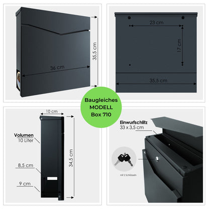 B-Ware Box 710 Briefkasten mit Zeitungsfach weiß