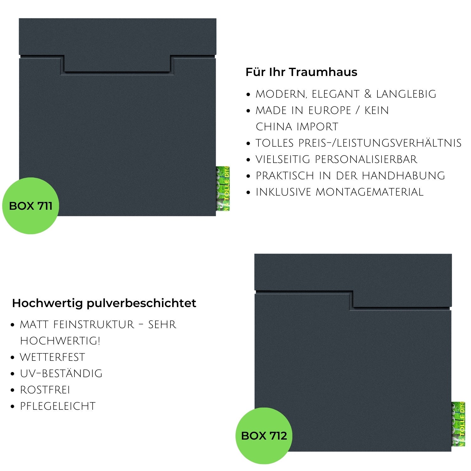 B-Ware Box 713 Briefkasten mit Zeitungsfach anthrazit