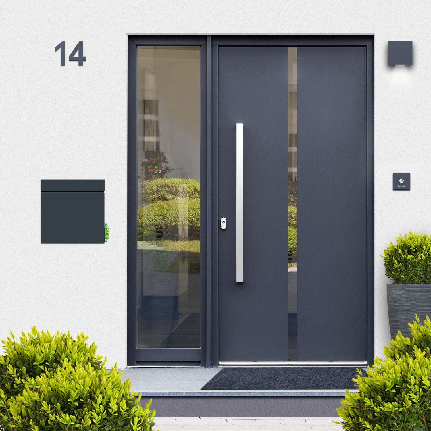 Postkasten anthrazit mit Zeitungsrolle Box 713