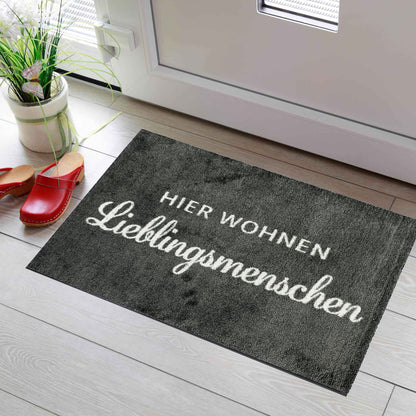 Fußmatte 50x70 Cushel- hier wohnen anthrazit