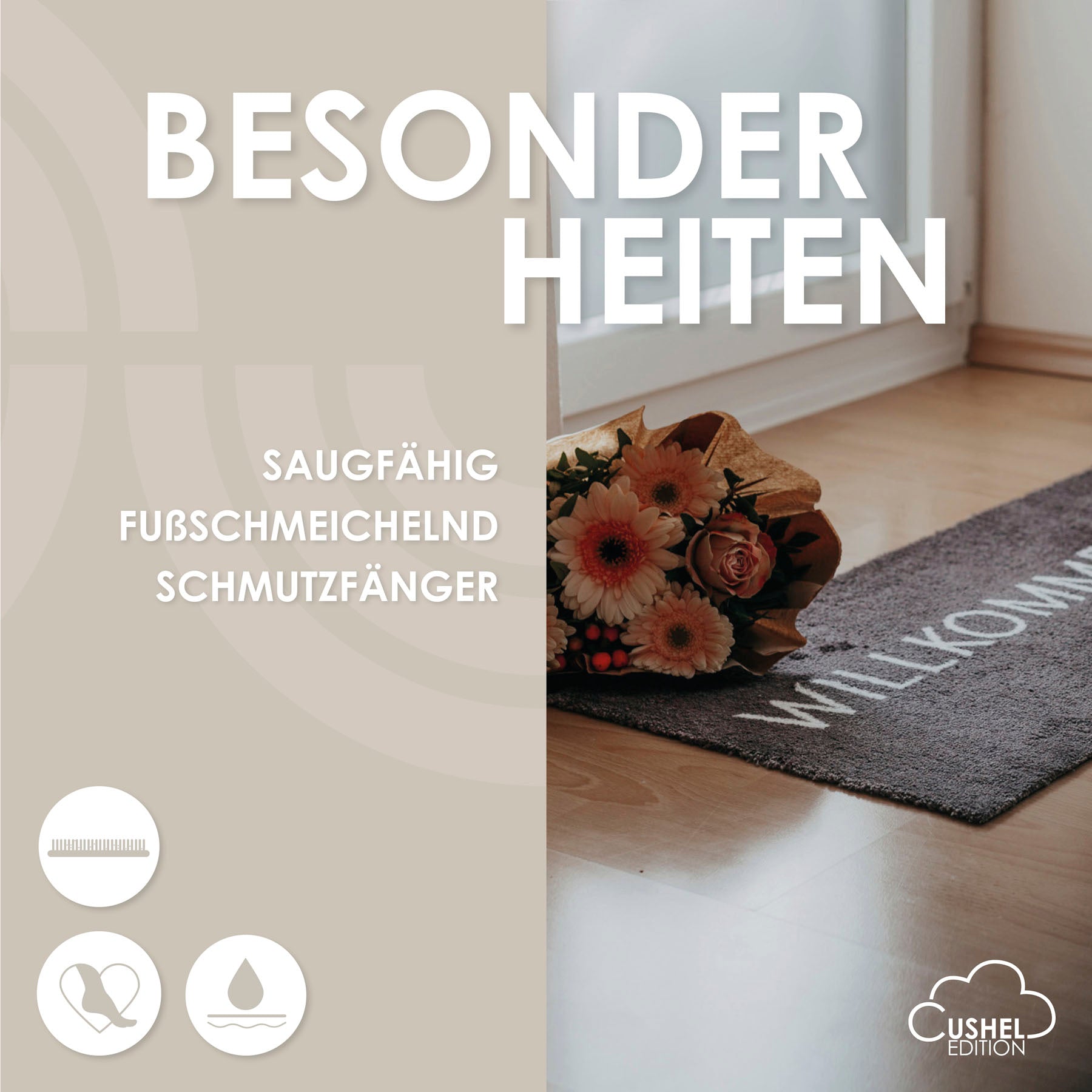 Fußmatte 50x70 Cushel- hier wohnen anthrazit