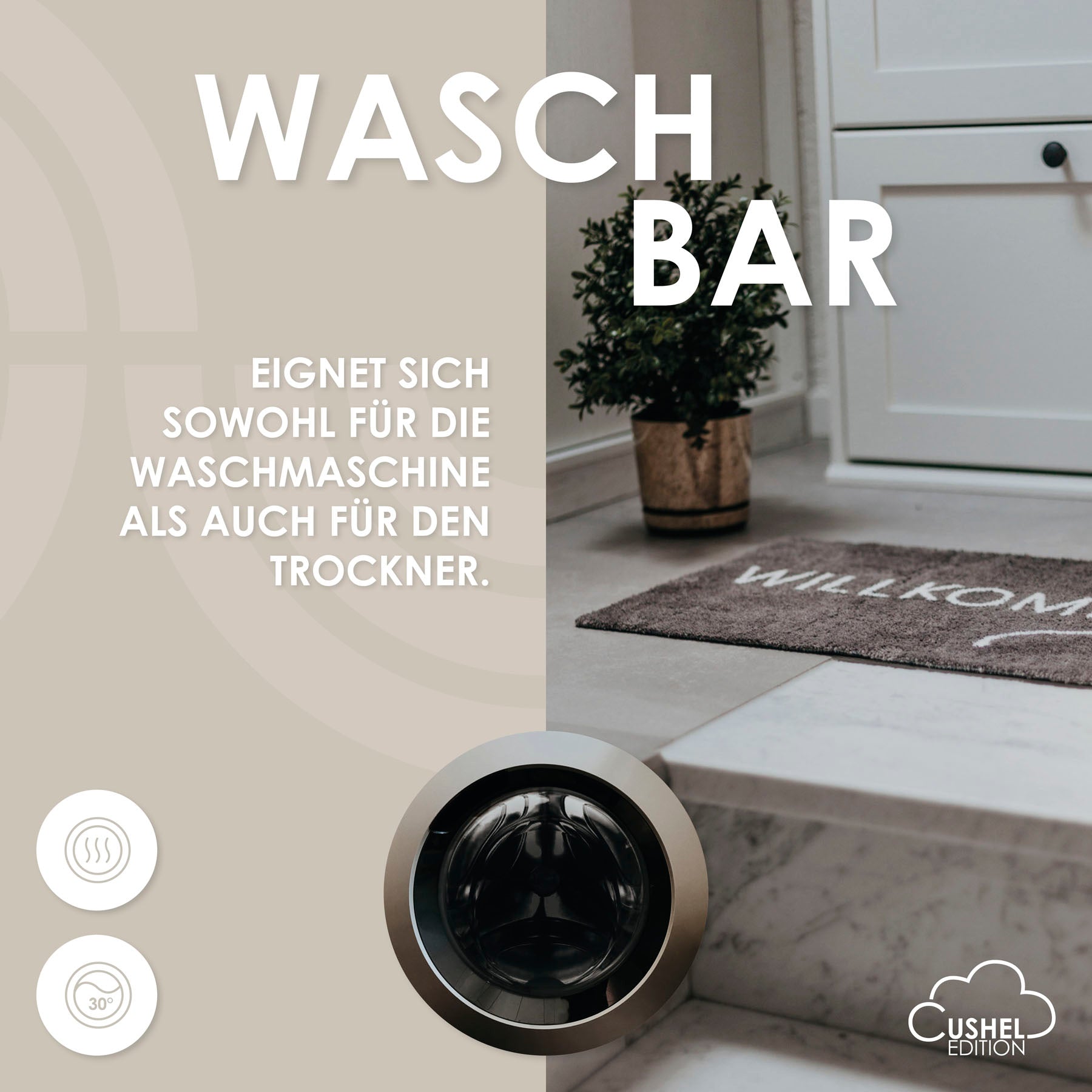 Fußmatte 50x70 Cushel- hier wohnen anthrazit