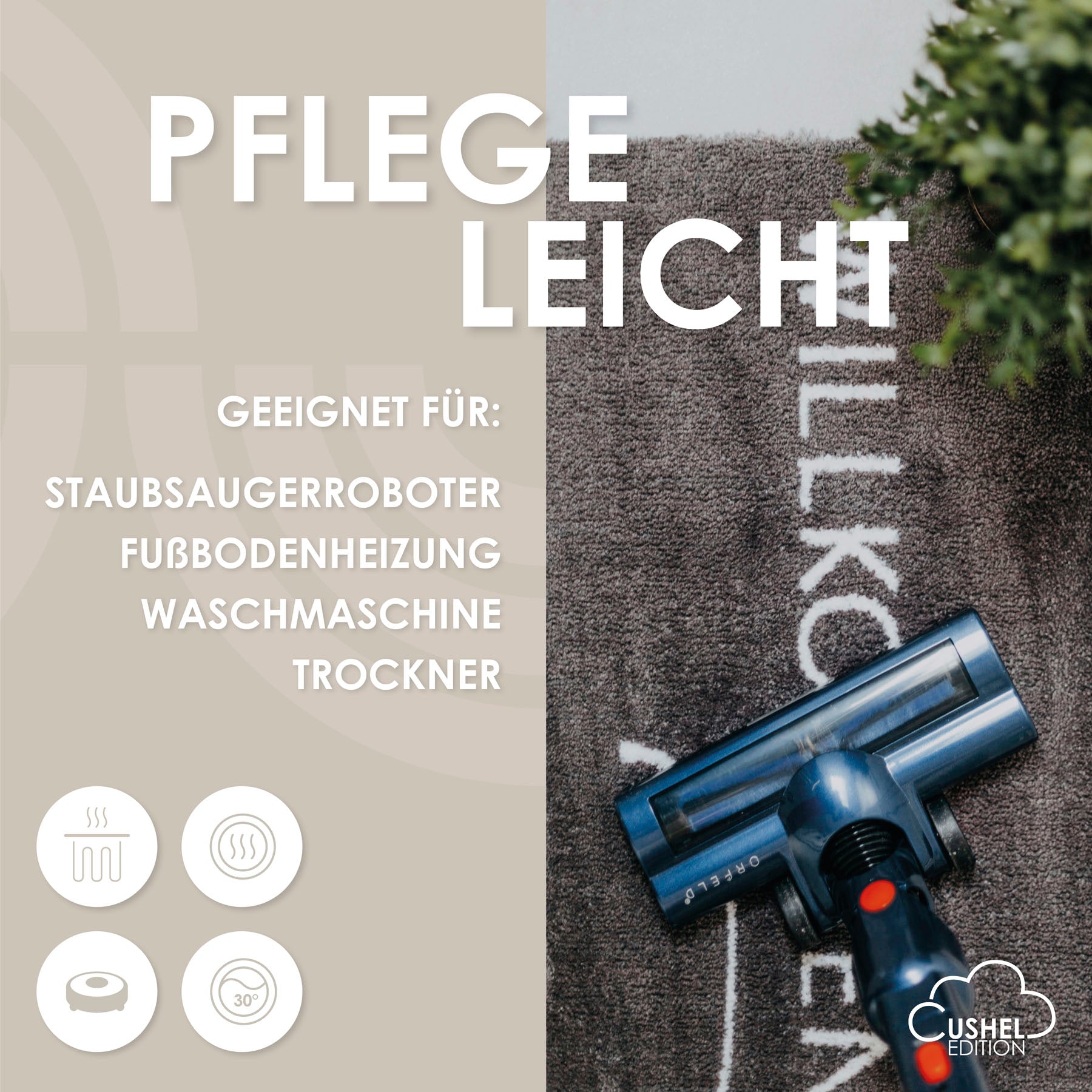 Fußmatte 50x70 Cushel- hier wohnen anthrazit