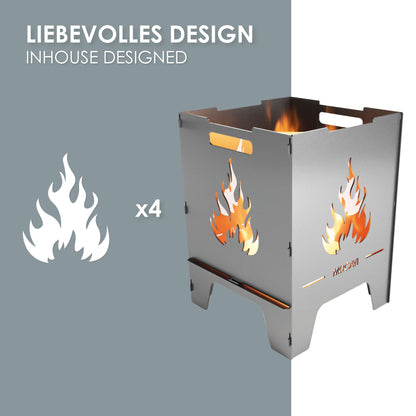 Edelstahl Feuerkorb Flamme 52 cm | 3 mm V2A