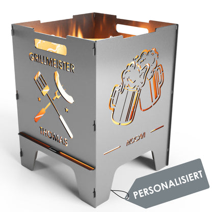 Edelstahl Feuerkorb Grillen 52 cm | 3 mm V2A personalisiert