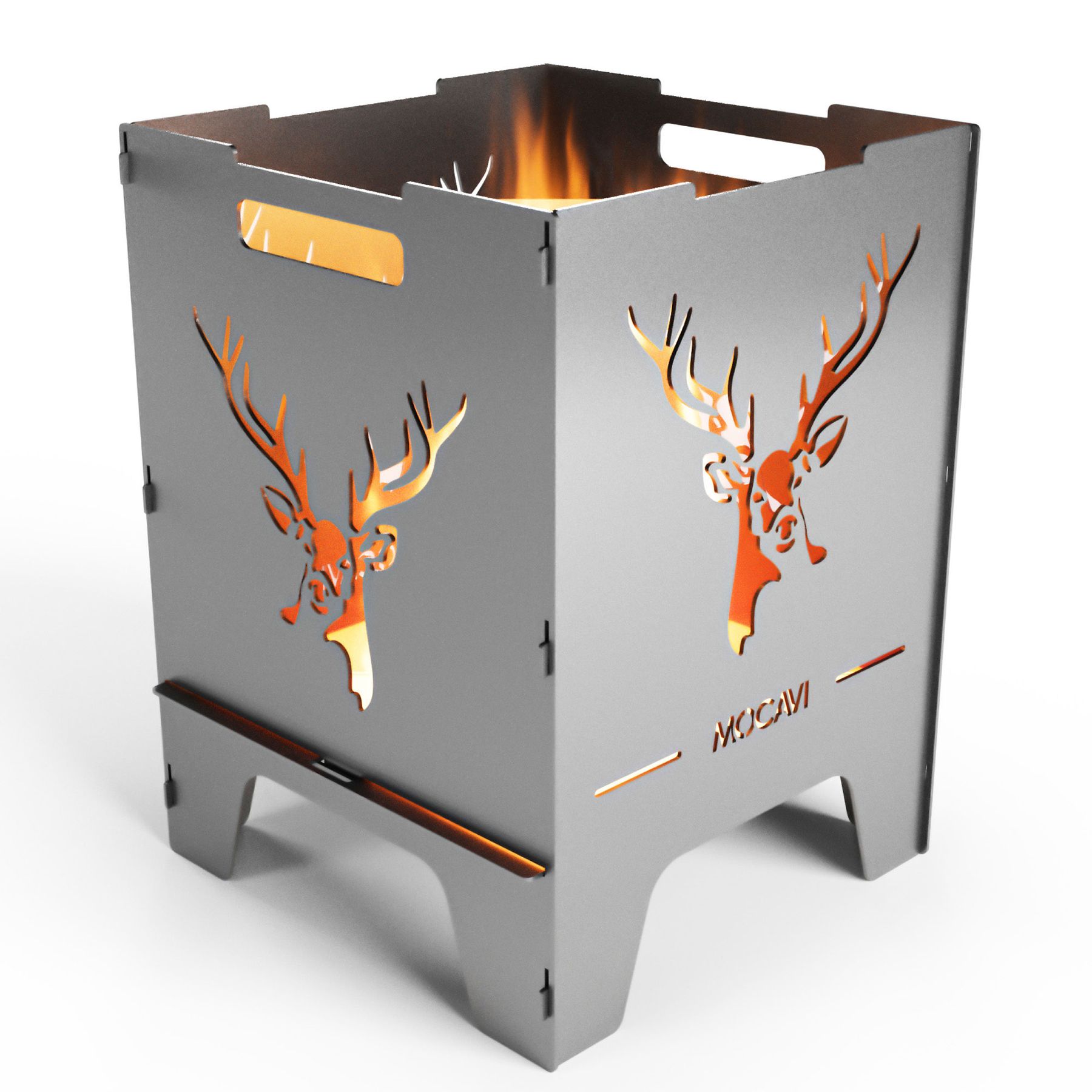 Edelstahl Feuerkorb Hirsch 52 cm | 3 mm V2A