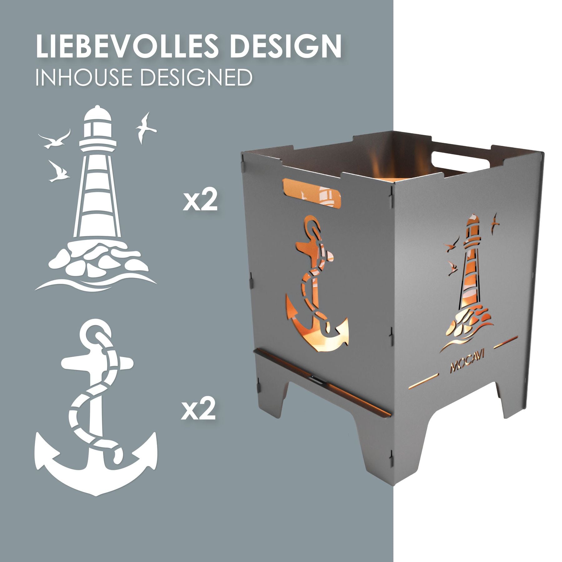 Edelstahl Feuerkorb Maritim 52 cm | 3 mm V2A