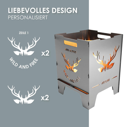 Edelstahl Feuerkorb Wild 52 cm | 3 mm V2A personalisiert