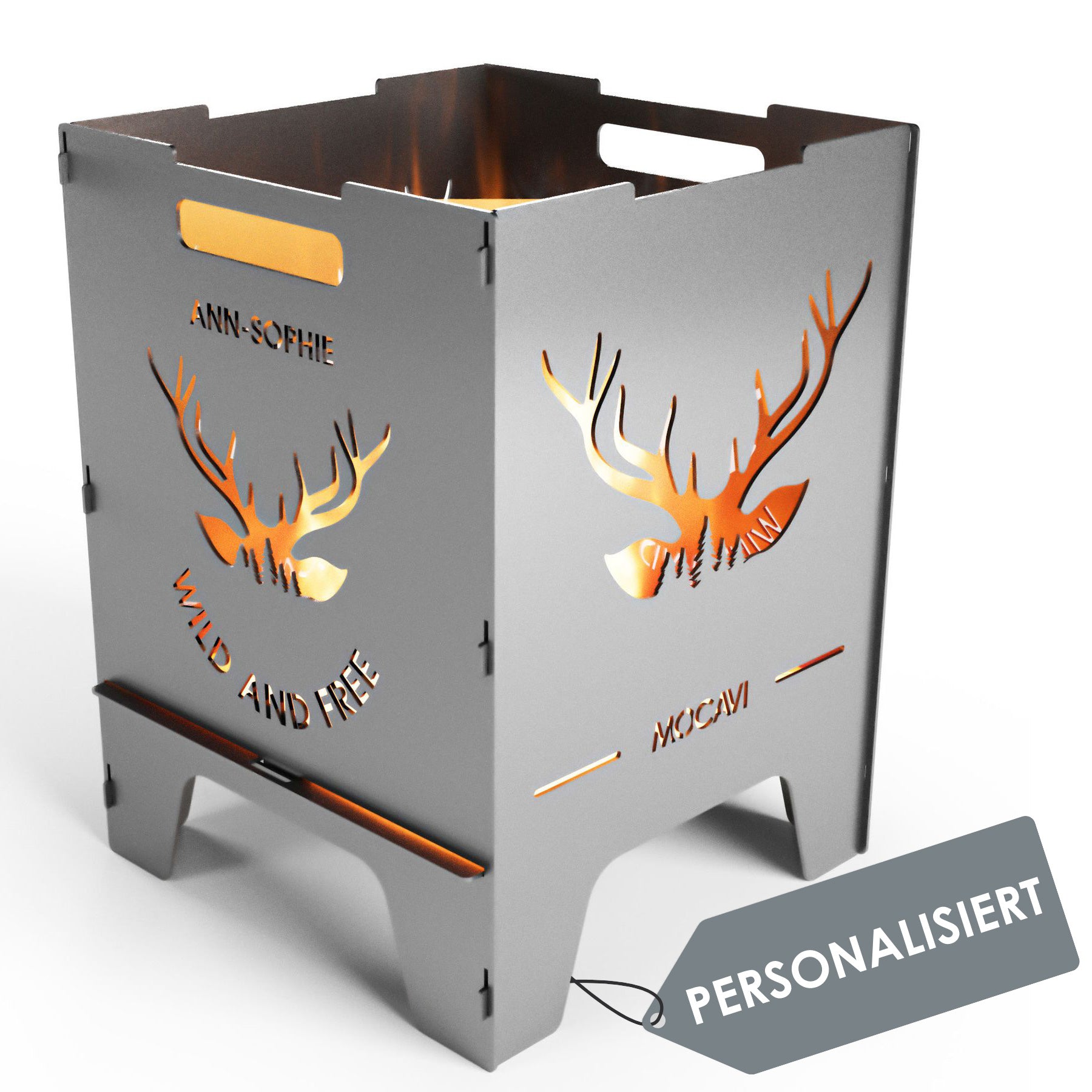 Edelstahl Feuerkorb Wild 52 cm | 3 mm V2A personalisiert