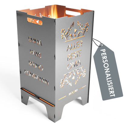 Edelstahl Feuertonne Beste 73 cm | 3 mm V2A personalisiert