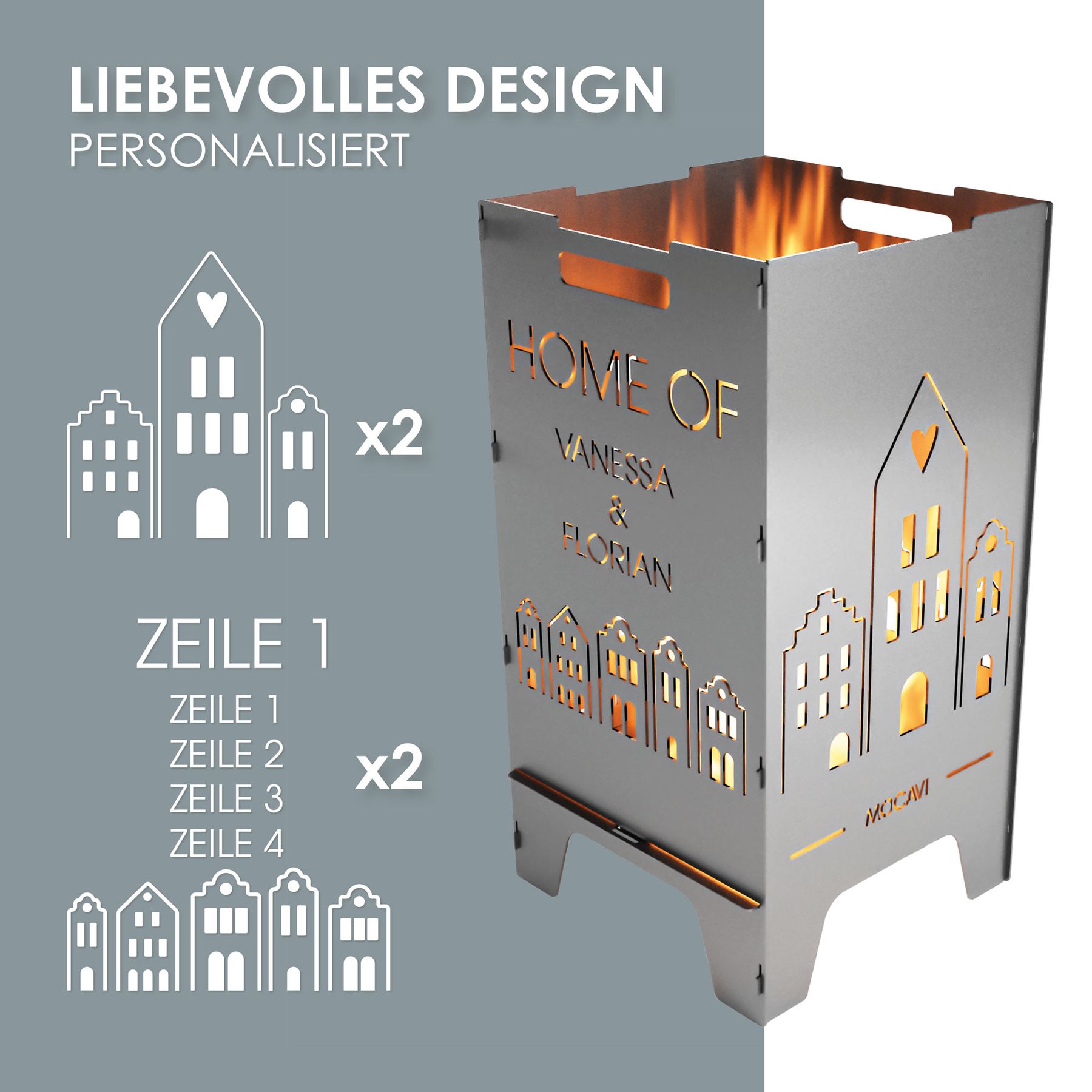 Edelstahl Feuertonne Home 73 cm | 3 mm V2A personalisiert