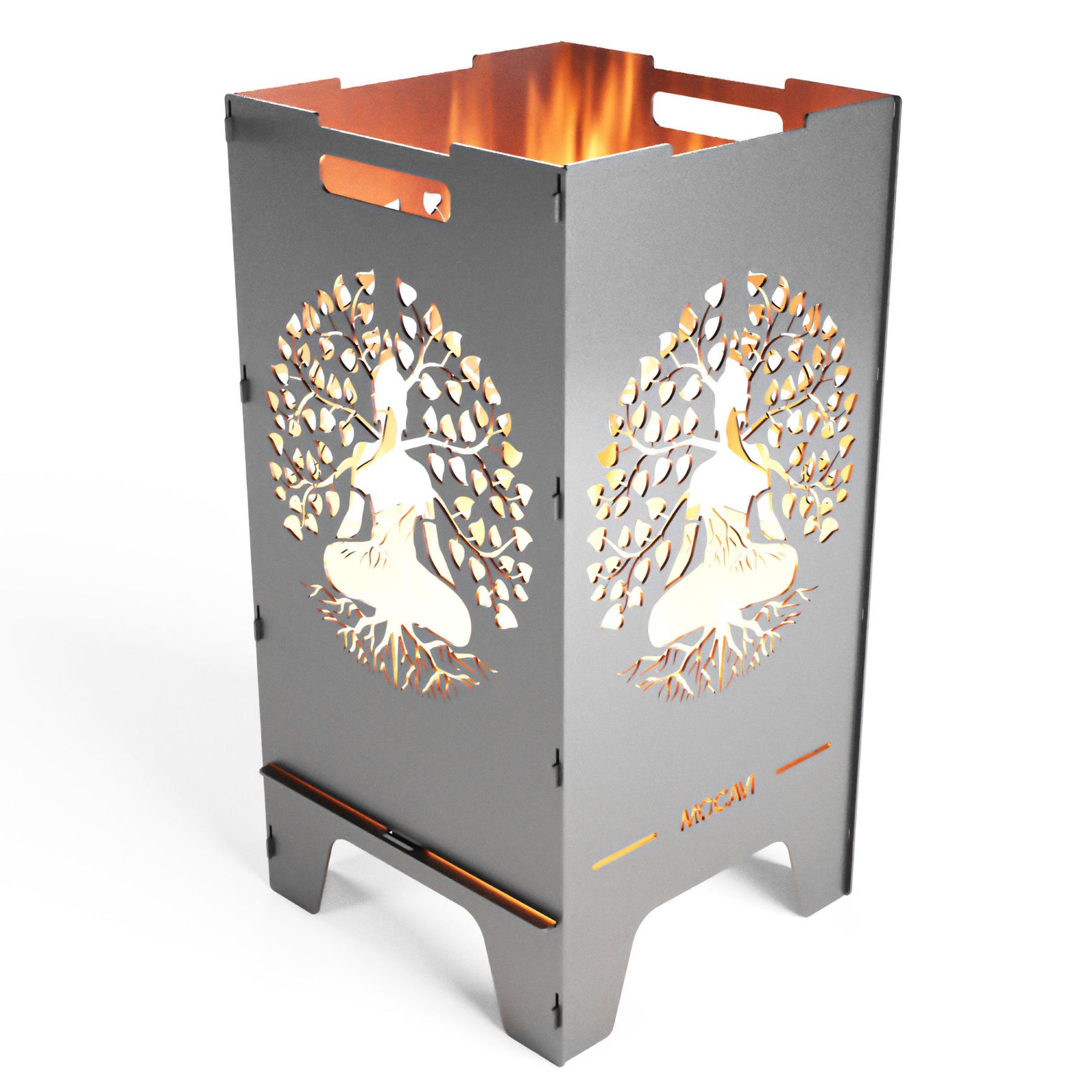 Edelstahl Feuertonne Lebensbaum 73 cm | 3 mm V2A