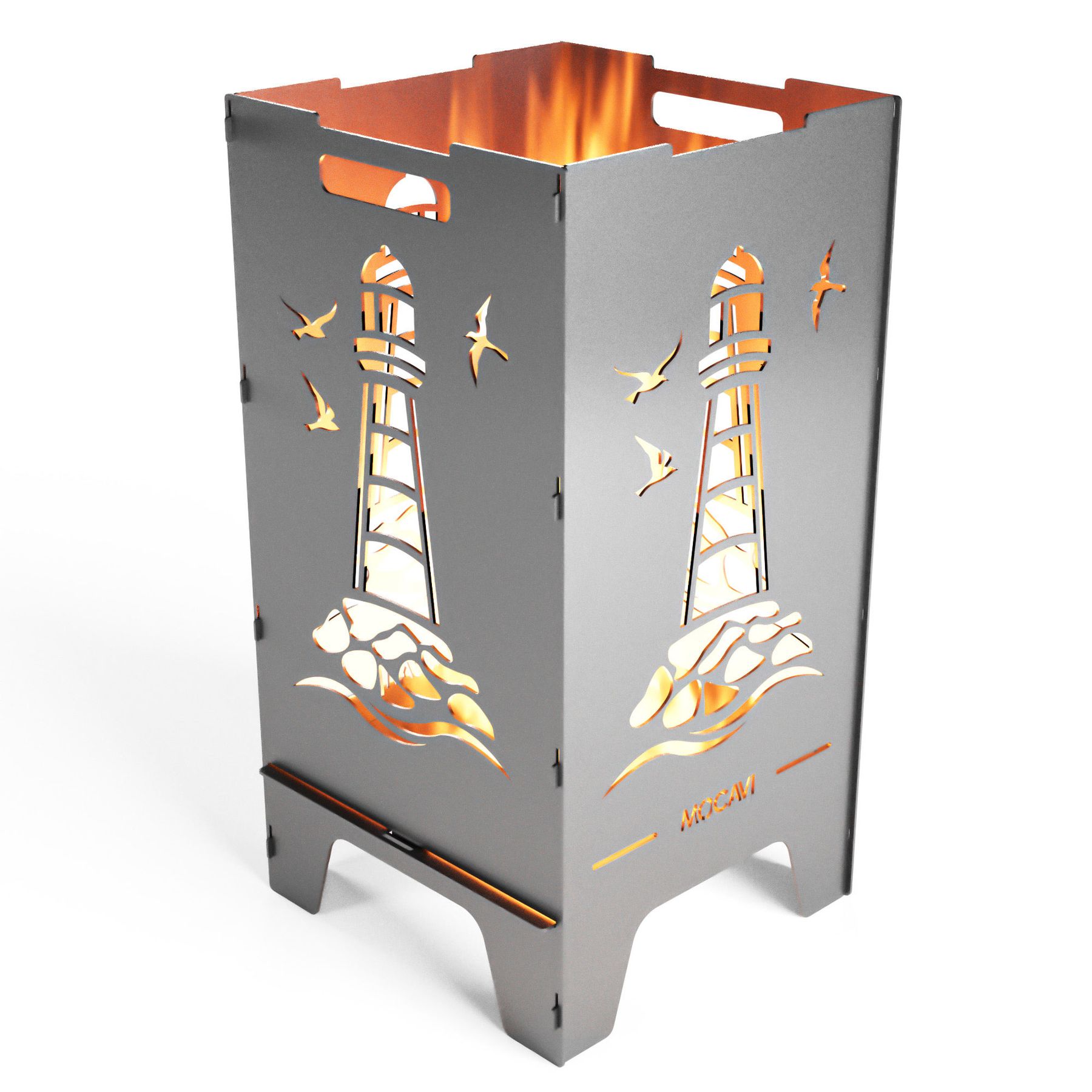 Edelstahl Feuertonne Leuchtturm 73 cm | 3 mm V2A