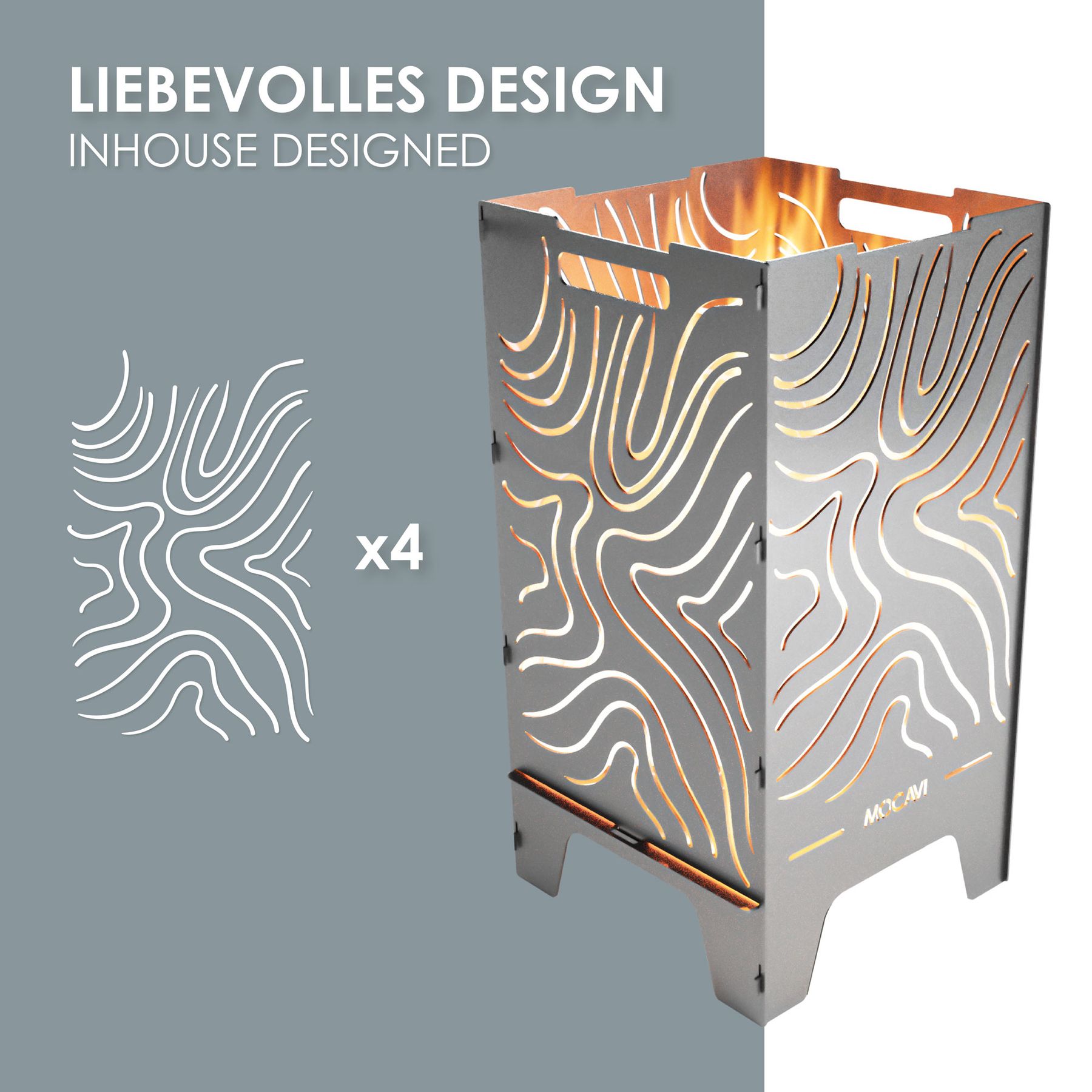 Edelstahl Feuertonne Lines 73 cm | 3 mm V2A