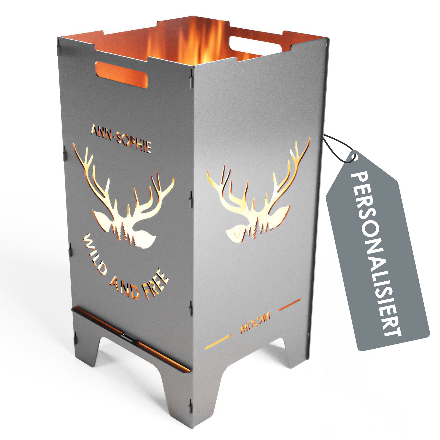 Edelstahl Feuertonne Wild 73 cm | 3 mm V2A personalisiert