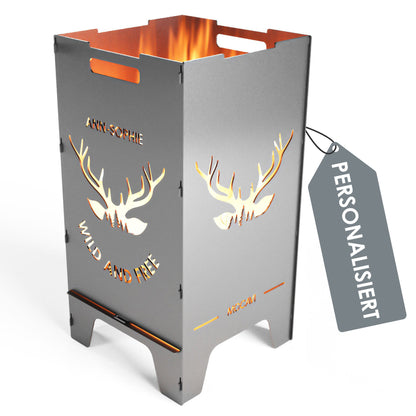 Edelstahl Feuertonne Wild 73 cm | 3 mm V2A personalisiert
