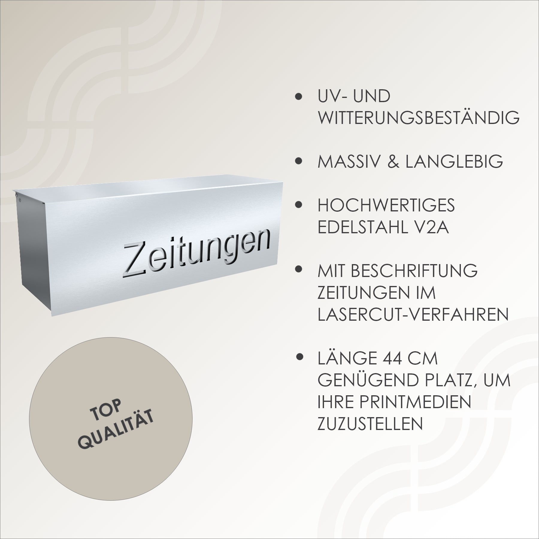 Top Qualität Made in Germany Zeitungsrolle mit Deckel Edelstahl