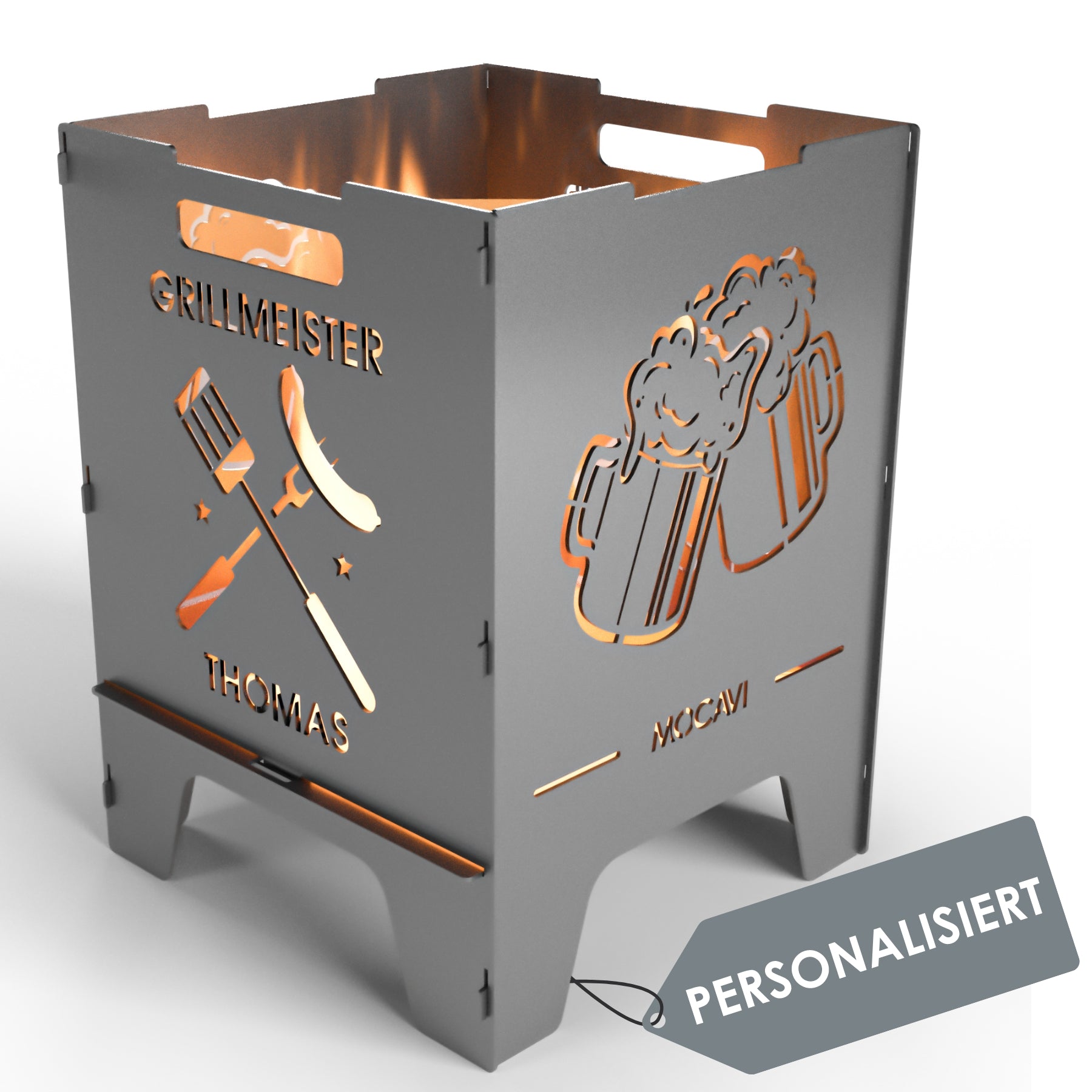 Feuerkorb Grillen 52 cm | 3 mm Stahl personalisiert