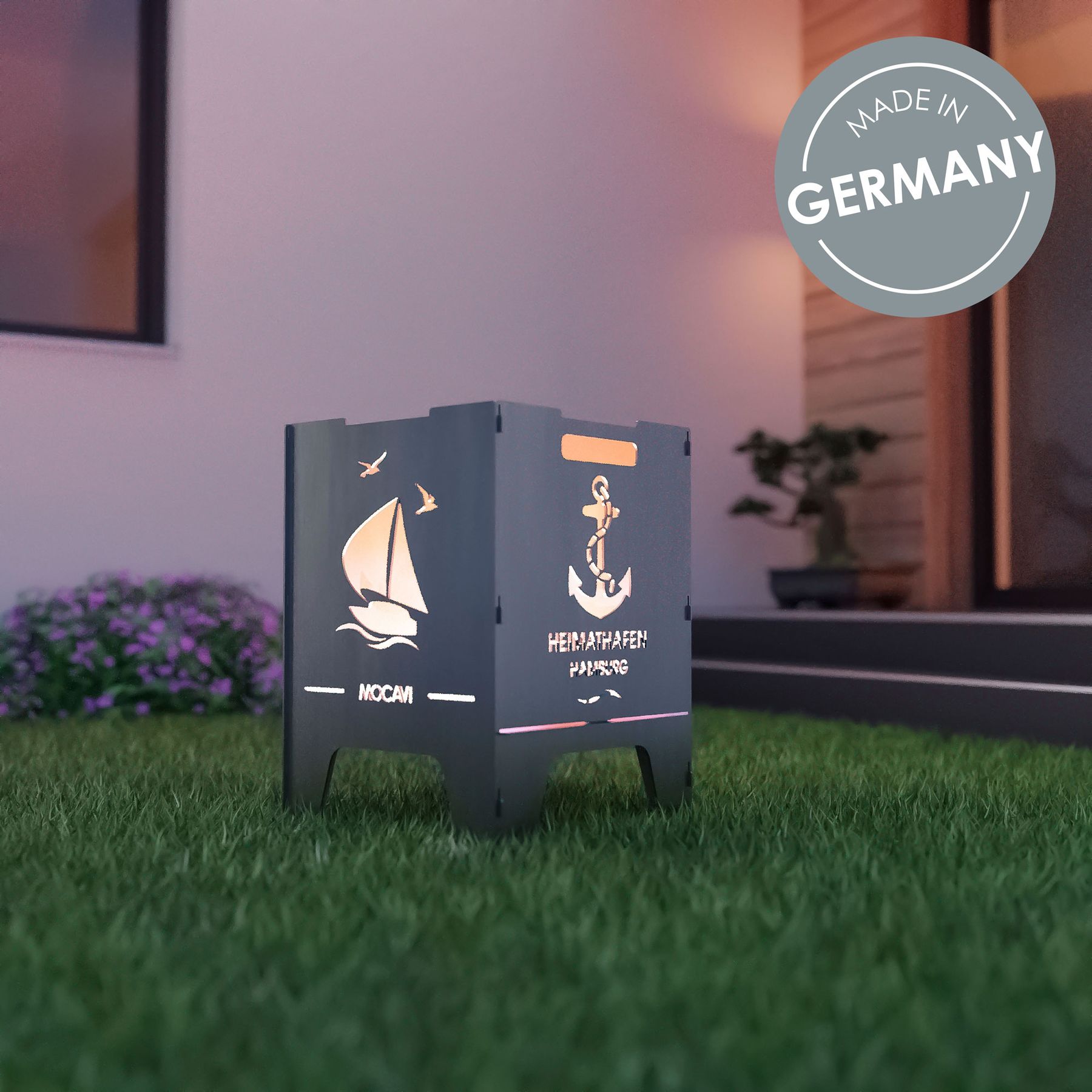 Feuerkorb Heimathafen 52 cm | 3 mm Stahl personalisiert