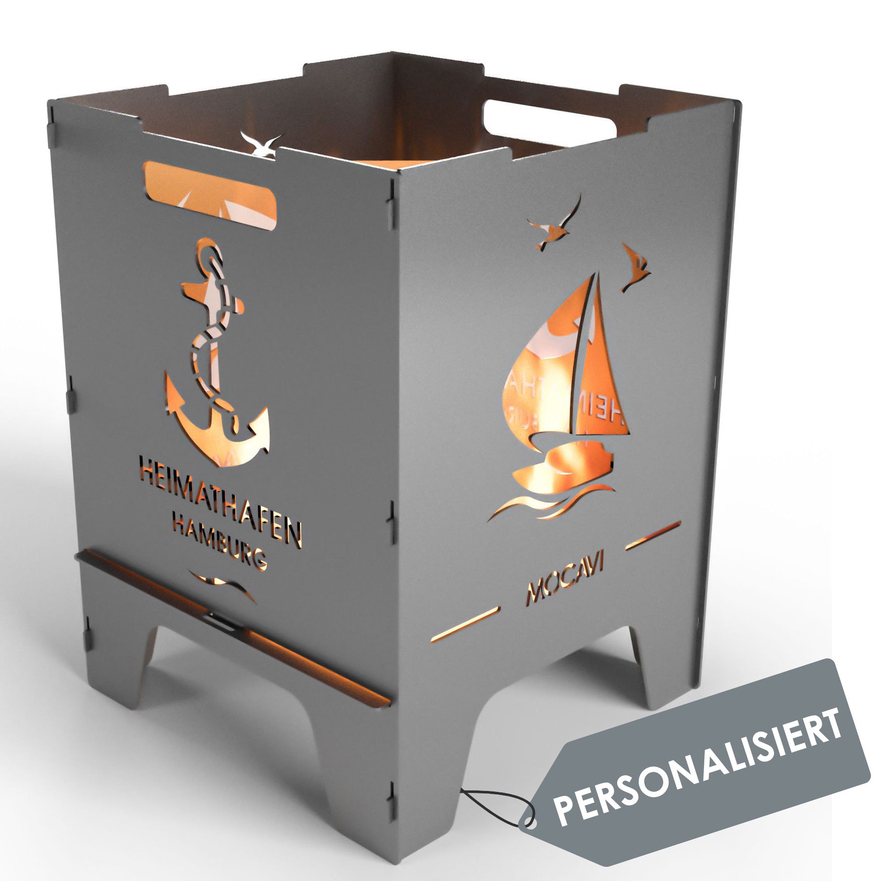 Feuerkorb Heimathafen 52 cm | 3 mm Stahl personalisiert