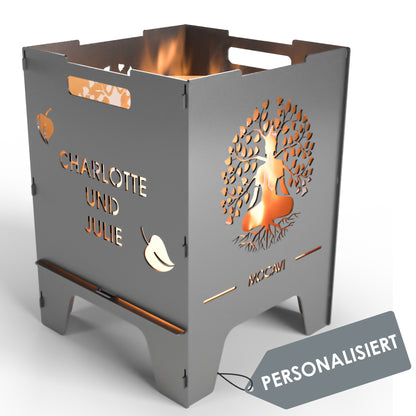 Feuerkorb Lebensbaum 52 cm | 3 mm Stahl personalisiert