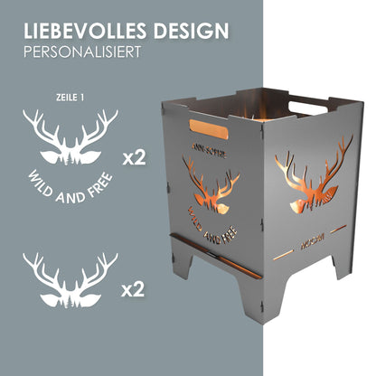 Feuerkorb Wild 52 cm | 3 mm Stahl personalisiert